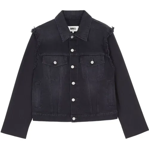 Ripped-Detailing Denim Jacket , female, Sizes: XS - MM6 Maison Margiela - Modalova