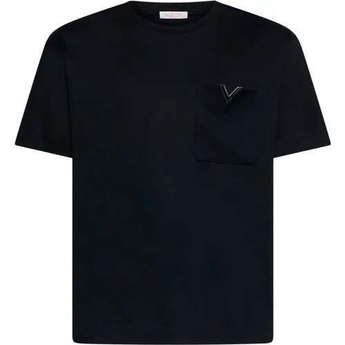 T-shirt with V logo , male, Sizes: XL, M, 2XL, S, L - Valentino - Modalova