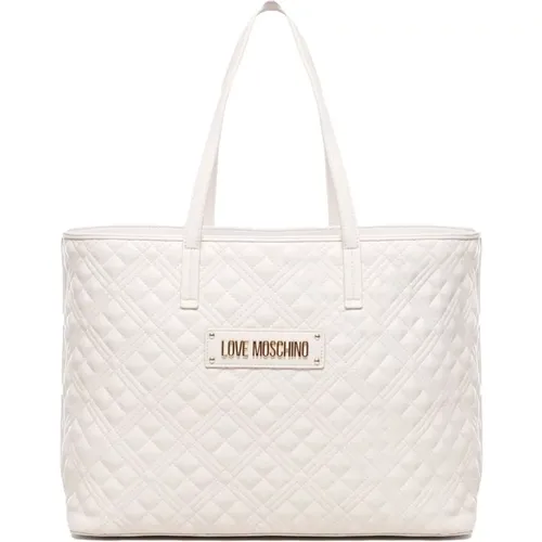 Quilted Design Shopping Bag for Women , female, Sizes: ONE SIZE - Love Moschino - Modalova