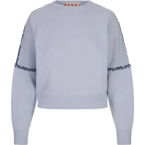 Blauer Crew-Neck Wollpullover Marni - Marni - Modalova