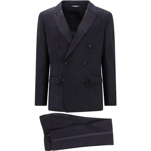 Doppelreihiger Anzug mit Satinrevers - Dolce & Gabbana - Modalova