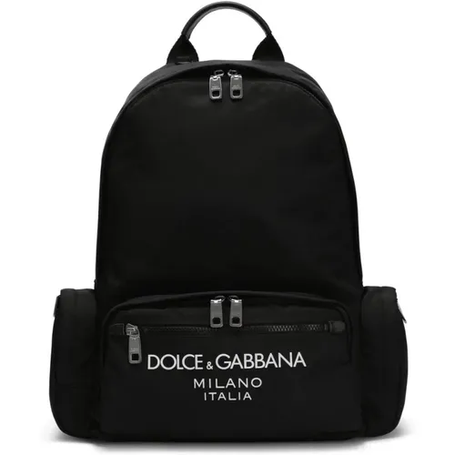 Logo Print Backpack with Zip , male, Sizes: ONE SIZE - Dolce & Gabbana - Modalova