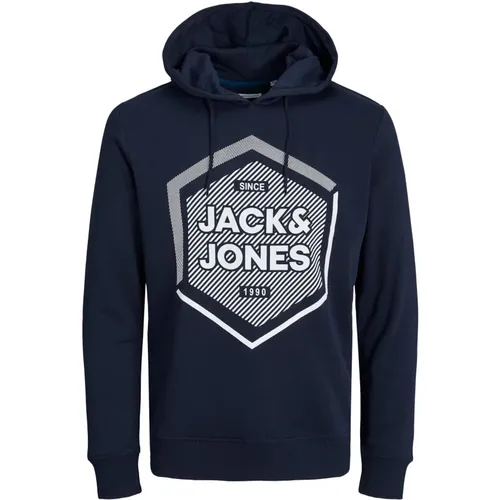 Moderner Hoodie mit Frontprint , Herren, Größe: M - jack & jones - Modalova