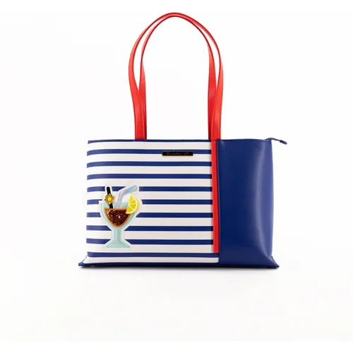 Blue Stripe Eco Leather Unisex Bag , female, Sizes: ONE SIZE - Braccialini - Modalova