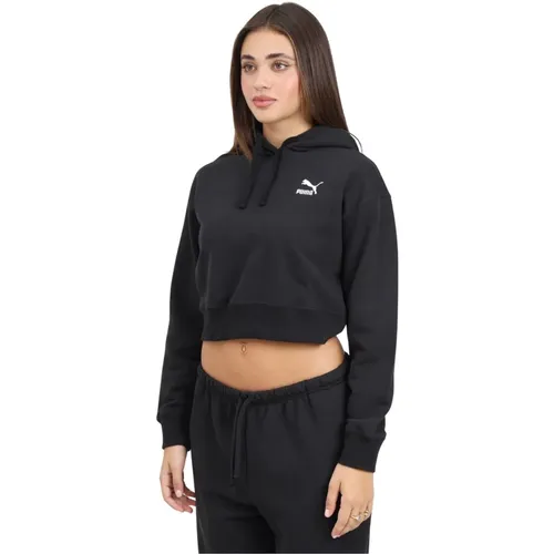 Klassischer Schwarzer Hoodie Pullover , Damen, Größe: XS - Puma - Modalova