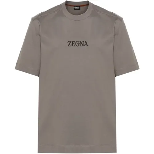 Cotton Crew Neck T-shirt , male, Sizes: L - Ermenegildo Zegna - Modalova