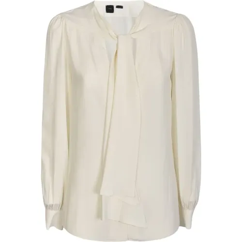 White Bow Button-Up Shirt , female, Sizes: M - pinko - Modalova
