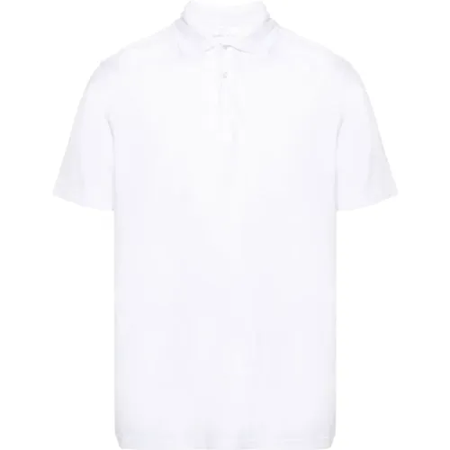 Weißes Polo-Shirt Baumwoll-Jersey-Textur - Fedeli - Modalova