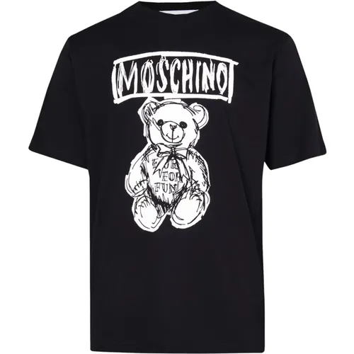 Schwarzes Baumwoll Regular Fit T-Shirt , Herren, Größe: S - Moschino - Modalova