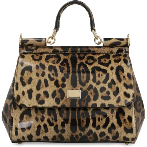 Leopardenmuster Lederhandtasche - Dolce & Gabbana - Modalova