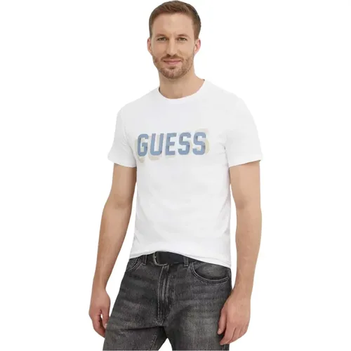 Slim Baumwolle Logo Print T-Shirt , Herren, Größe: 2XL - Guess - Modalova