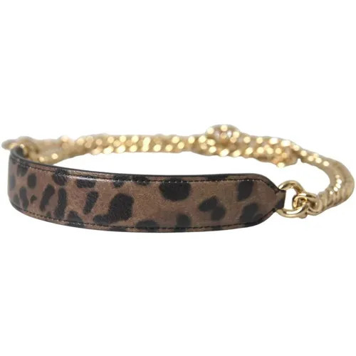 Leopardenmuster Leder Schulterriemen , Damen, Größe: ONE Size - Dolce & Gabbana - Modalova