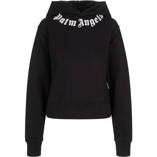 Cotton Hoodie with White Logo , female, Sizes: M, L, XS, S - Palm Angels - Modalova