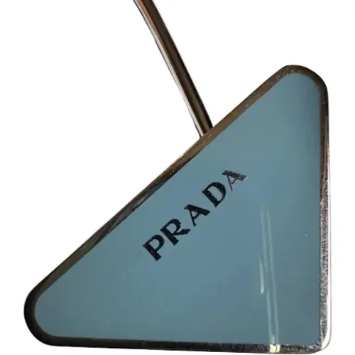 Pre-owned Gray Metal Keyring with Enamel Triangle Pattern , unisex, Sizes: ONE SIZE - Prada Vintage - Modalova