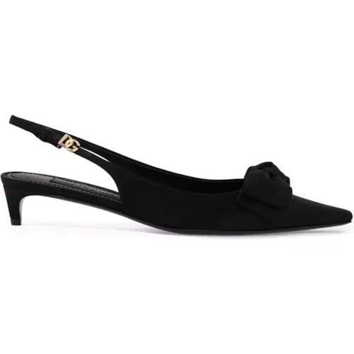 Silk Satin Bow Slingback Pumps , female, Sizes: 5 UK, 7 UK, 6 UK, 4 UK, 3 UK - Dolce & Gabbana - Modalova