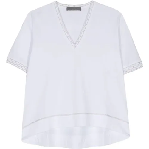V-Neck Lurex Trim T-Shirt , female, Sizes: 2XL - D.Exterior - Modalova