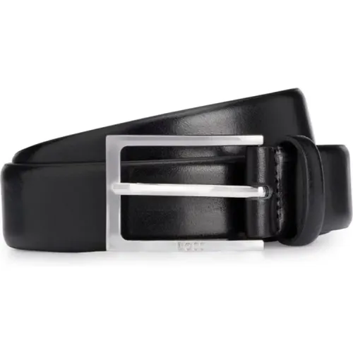 Timeless Italian Leather Belt With Logo-Engraved Buckle , male, Sizes: 110 CM, 105 CM - Hugo Boss - Modalova