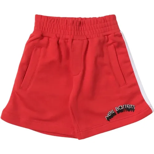 Rote Kinder Bermuda Shorts mit kontrastierenden Seitenstreifen - Neil Barrett - Modalova