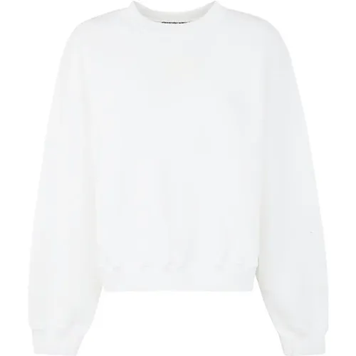 Weißes Terry Crew Sweatshirt mit Puff Paint Logo , Damen, Größe: XS - alexander wang - Modalova