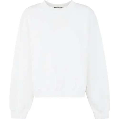 Weißes Terry Crew Sweatshirt mit Puff Paint Logo , Damen, Größe: S - alexander wang - Modalova