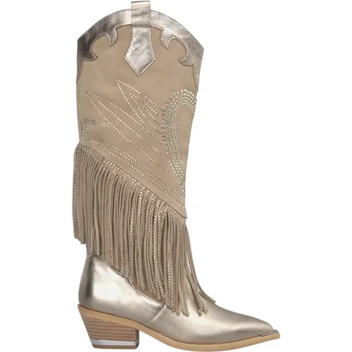Sparkling Fringed Cowboy Boots , female, Sizes: 5 UK - Alma en Pena - Modalova