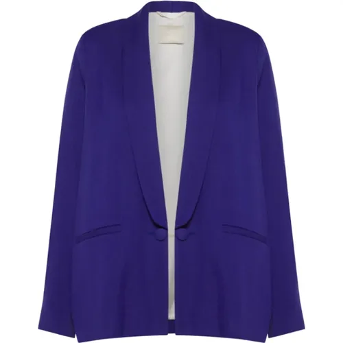 Blaue Wollmischung Boxy Jacke , Damen, Größe: XS - Momoni - Modalova