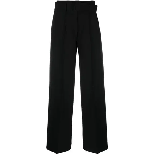 Double Weave Belted Trousers , female, Sizes: L, XL - DKNY - Modalova