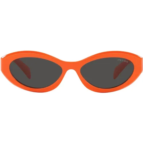 Irregular Shape Sunglasses with Frame and Dark Grey Lenses , unisex, Sizes: 55 MM - Prada - Modalova