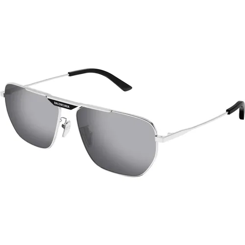 Silberne Sonnenbrille Bb0298Sa , Herren, Größe: 61 MM - Balenciaga - Modalova