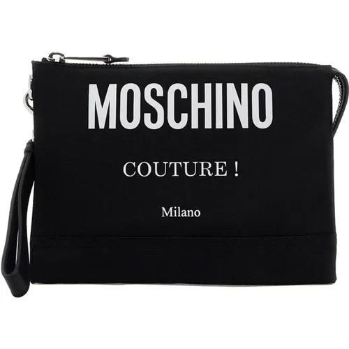 Logo Pouch with Zipper , male, Sizes: ONE SIZE - Moschino - Modalova