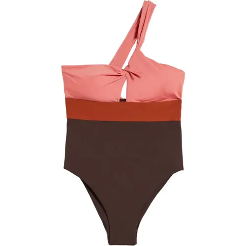 Ein-Schulter Badeanzug Braun Strandkleidung , Damen, Größe: M - Max Mara - Modalova