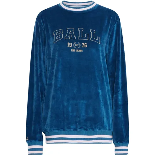 Gestreifter Gerippter Sweatshirt Ozeanblau , Damen, Größe: S - Ball - Modalova