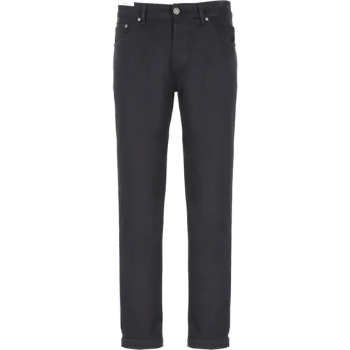 Cotton Pants with Leather Tab , male, Sizes: W35, W34, W32, W30, W31, W33 - PT Torino - Modalova