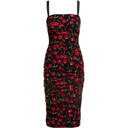 Cherise Print Sleeveless Dress , female, Sizes: XS - Dolce & Gabbana - Modalova