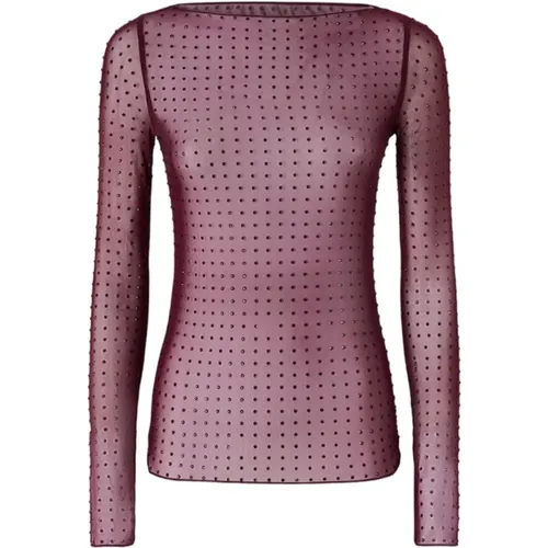 Durchsichtiger Glitzer Langarm-Pullover , Damen, Größe: L - pinko - Modalova