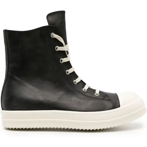 Leather Sneakers with Laces and Shark-tooth Soles , male, Sizes: 10 UK, 8 UK, 11 UK - Rick Owens - Modalova