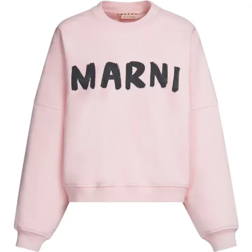 Cotton Sweatshirt with Maxi Logo , female, Sizes: S, 2XS, XS - Marni - Modalova