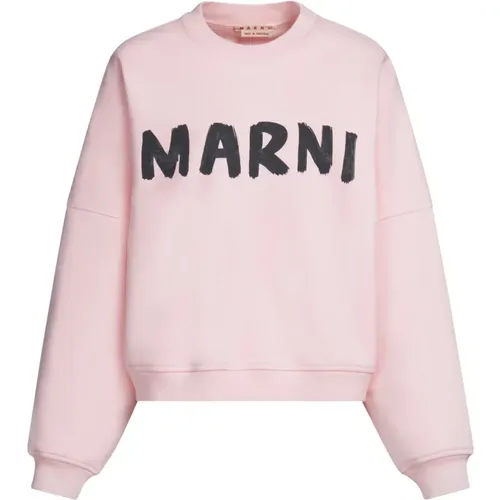 Cotton Sweatshirt with Maxi Logo , female, Sizes: S - Marni - Modalova