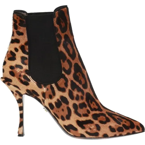 Leopardenmuster Stiefeletten mit Absatz - Dolce & Gabbana - Modalova