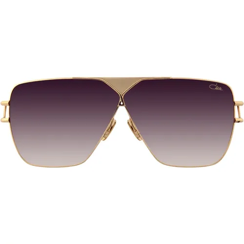 Goldene Metall-Sonnenbrille mit schwarzen Acetatbügeln - Cazal - Modalova
