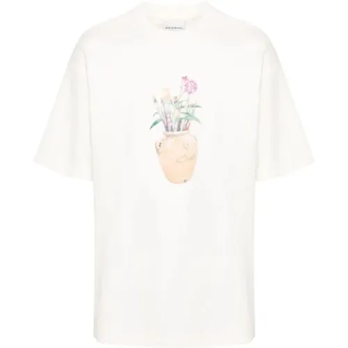 Brush Print Cotton T-Shirt , male, Sizes: L, M - Drole de Monsieur - Modalova