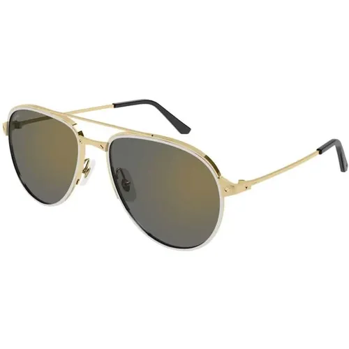Luxury Gold and Grey Sunglasses , unisex, Sizes: 59 MM - Cartier - Modalova