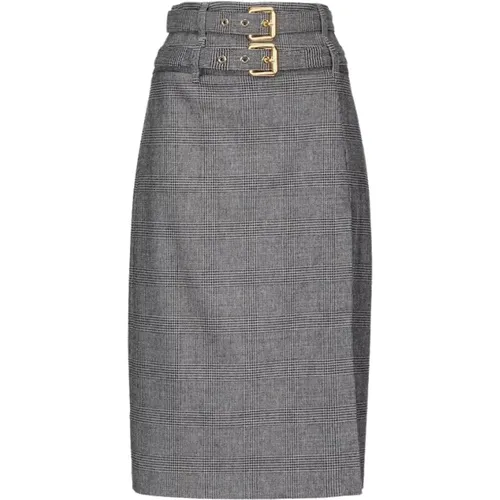 Prince of Wales Check Wool Blend Midi Skirt , female, Sizes: M - pinko - Modalova