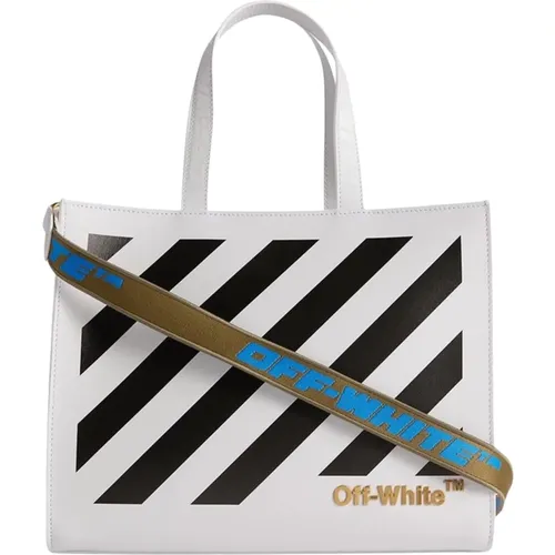 Weiße Leder-Crossbody-Tasche mit goldener Hardware Off - Off White - Modalova