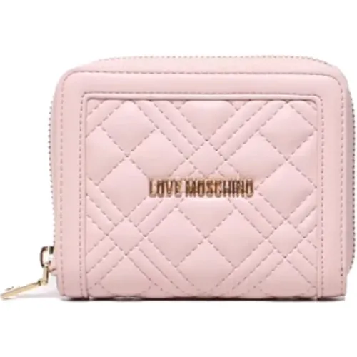 Rosa gestepptes Portemonnaie mit Logo , Damen, Größe: ONE Size - Love Moschino - Modalova
