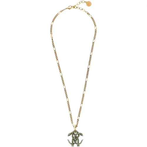 Gold Logo Pendant Necklace , female, Sizes: ONE SIZE - Roberto Cavalli - Modalova