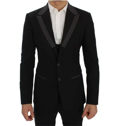 Wool Stretch Slim Blazer Jacket , male, Sizes: S - Dolce & Gabbana - Modalova