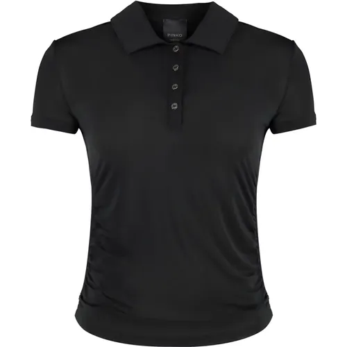 Gesammeltes Viskose Poloshirt , Damen, Größe: L - pinko - Modalova