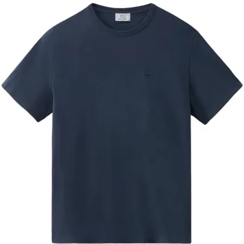 Cotton Short Sleeve T-shirt , male, Sizes: M, S - Woolrich - Modalova