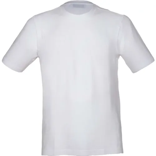 Weiße Crepe Baumwoll-T-Shirt mit Seitenschlitzen , Herren, Größe: S - Gran Sasso - Modalova